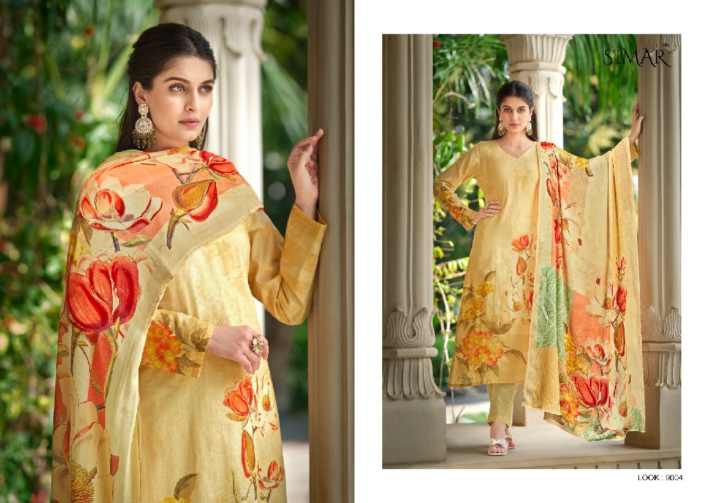 Glossy Simar Arisha Wholesale Pure Lawn Cotton With Handwork Salwar Suits
