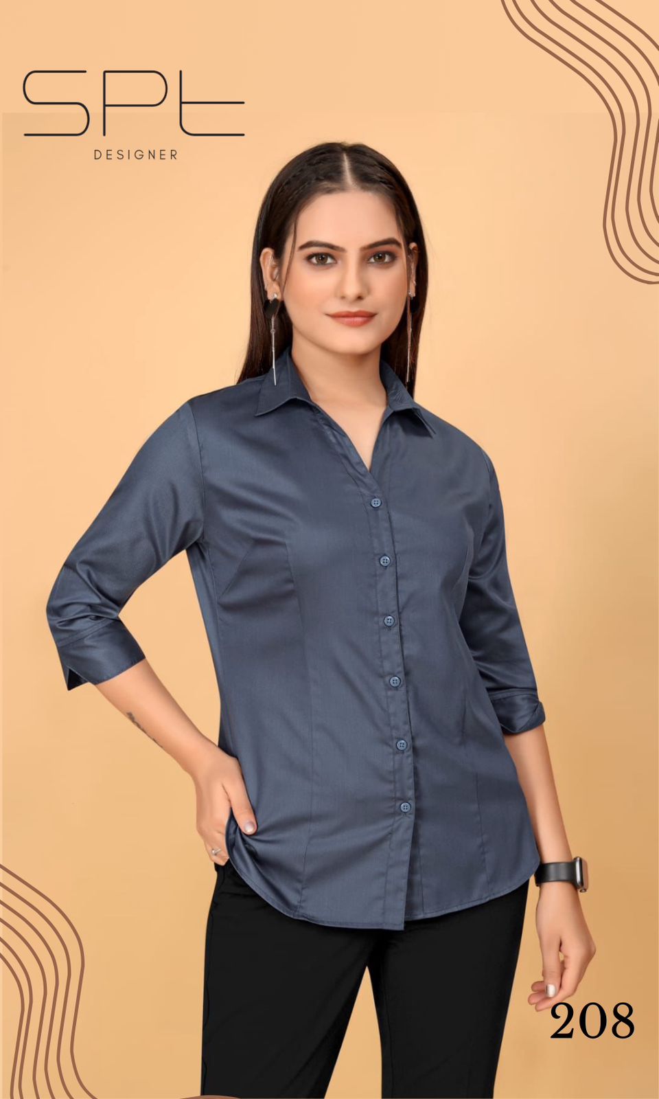 SPT D.no 201 To 210 Wholesale Women Regular Solid Fit Spread Collar Shirt Collection