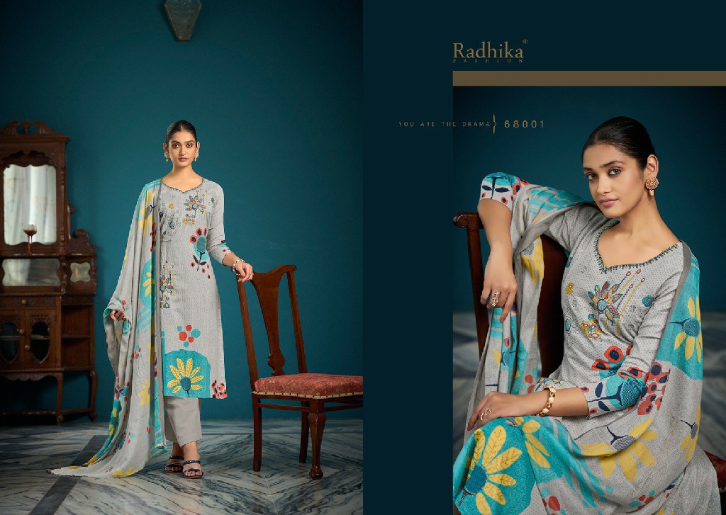 Radhika Azara Meera Wholesale Cambric Cotton With Fancy Embroidery Work Dress Material