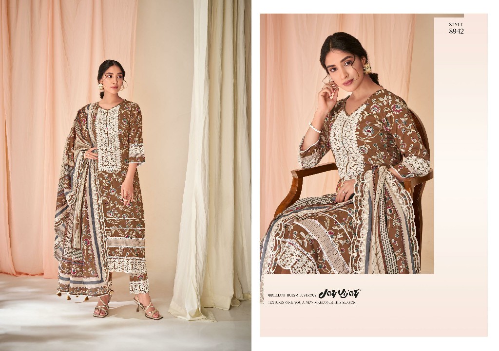 Jay Vijay Jhilmil Wholesale Pure Cotton Block With Embroidery Salwar Suits