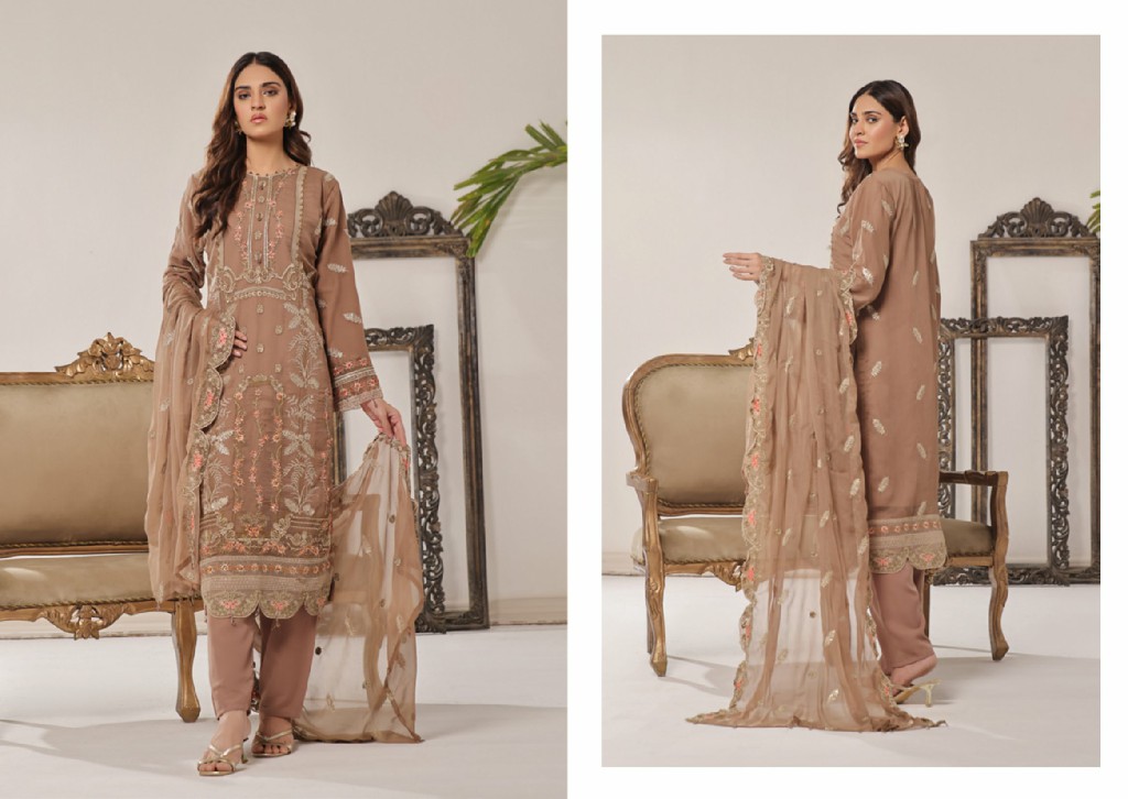 Justuju Ulfat Heavy Chiffon Embroidered Semi Stitched Pakistani Suits
