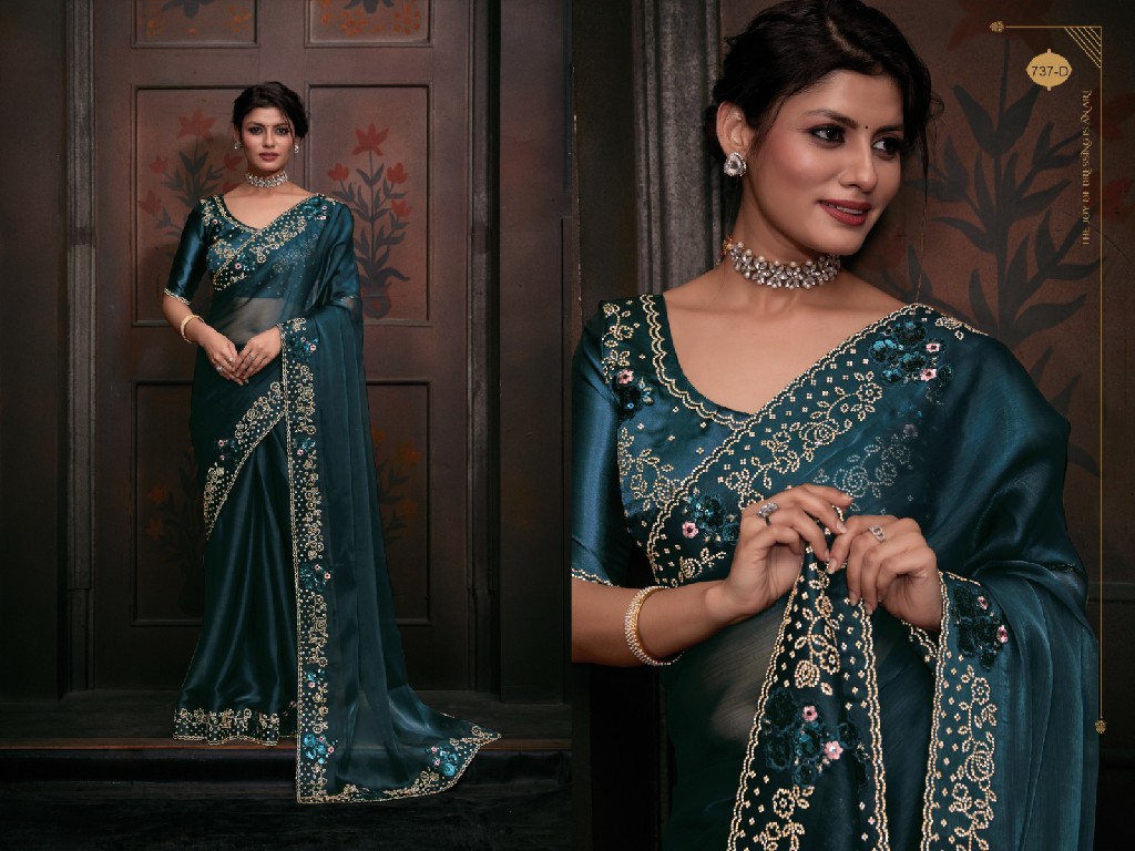 Mehak D.no 737 Dark Colour Wholesale Burberry With Sequence Patch Work Festive Sarees