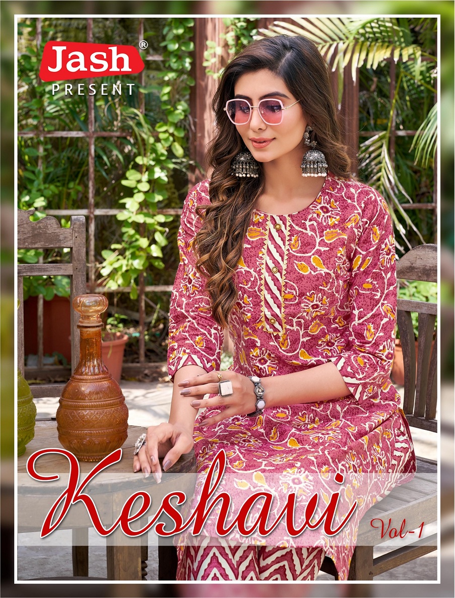 Jash Keshavi Vol-1 Wholesale Pure Cotton Printed Kurti With Pants