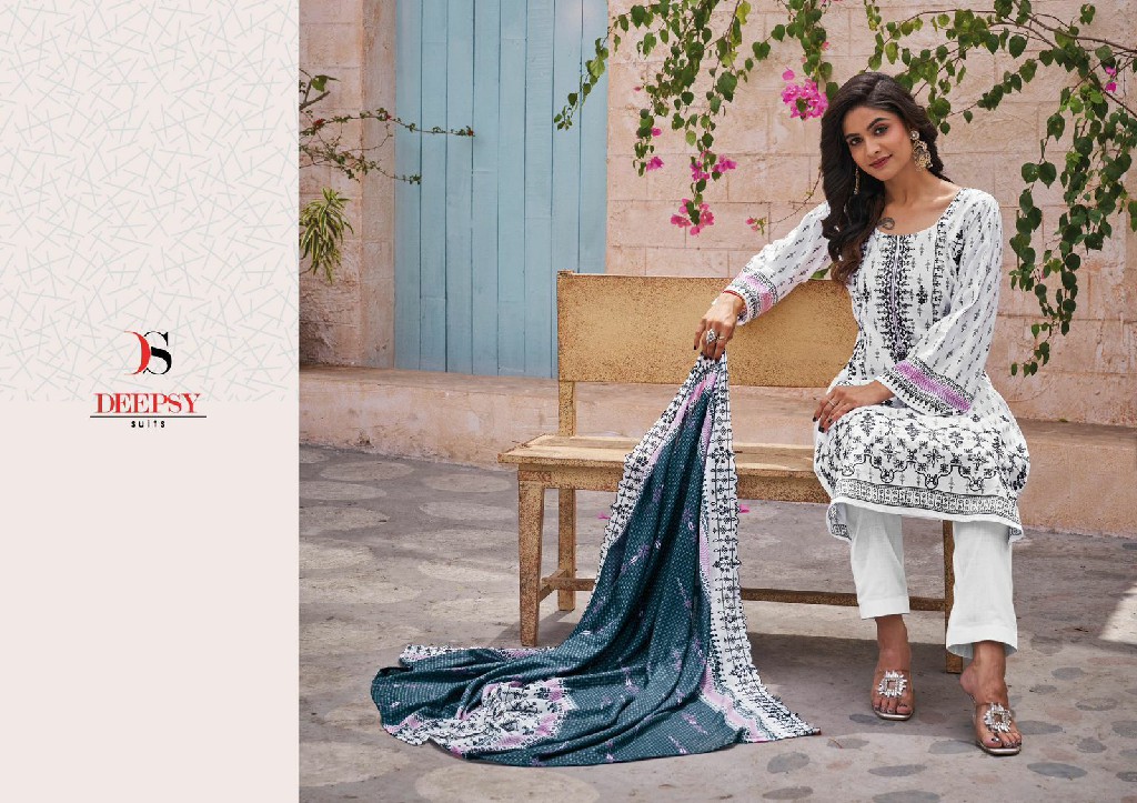 Deepsy Bin Saeed Vol-8 Wholesale Pure Cotton With Heavy Embroidery Dress Material