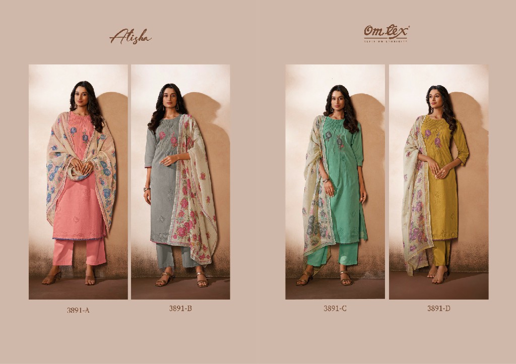Omtex Atisha Wholesale Lawn Cotton With Hand Work Salwar Suits
