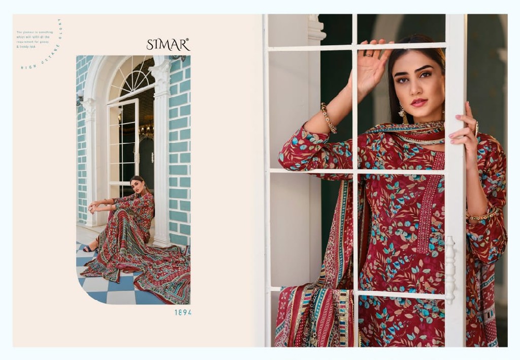 Glossy Simar Picchika Wholesale Pure Natural Crape With Embroidery Work Salwar Suits