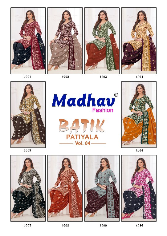 Madhav Batik Patiyala Vol-4 Wholesale Pure Cotton Printed Dress Material