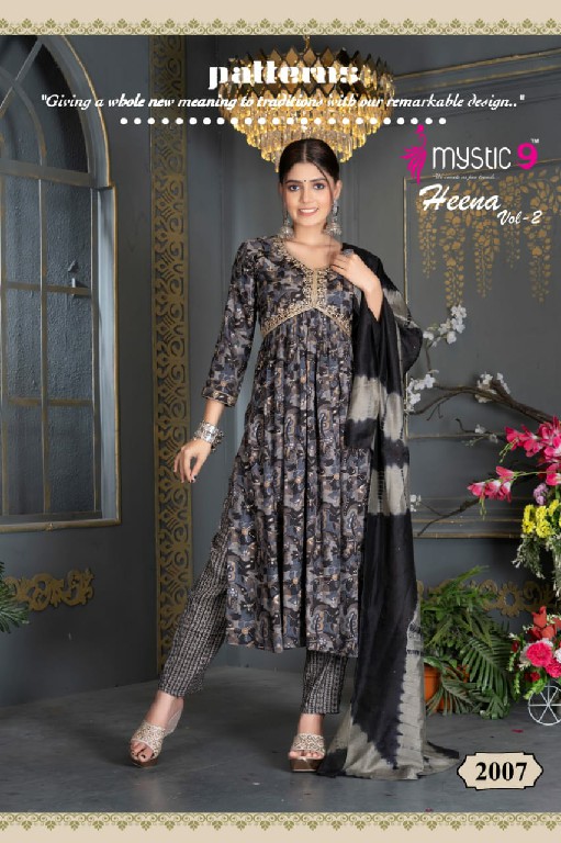 Mystic 9 Heena Vol-2 Wholesale Reyon Capsule Print With Embroidery Salwar Suits