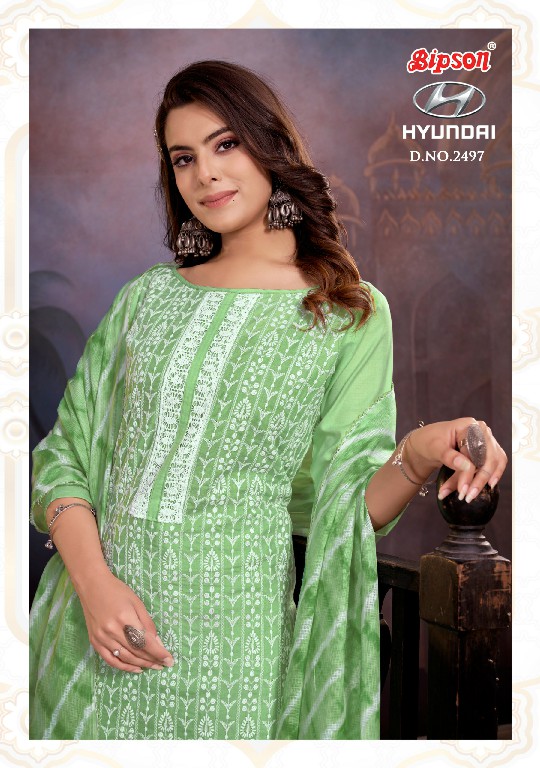 Bipson Hyundai 2497 Wholesale Pure Soft Cotton With Shiffli Embroidery Work Dress Material