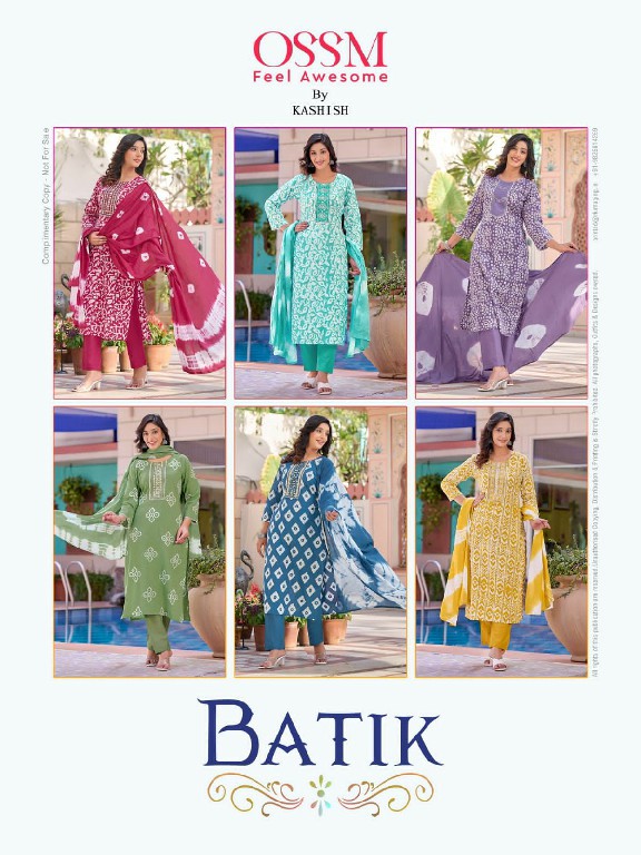 OSSM Batik Wholesale Premium Cotton Batik Print Kurtis With Pant And Dupatta
