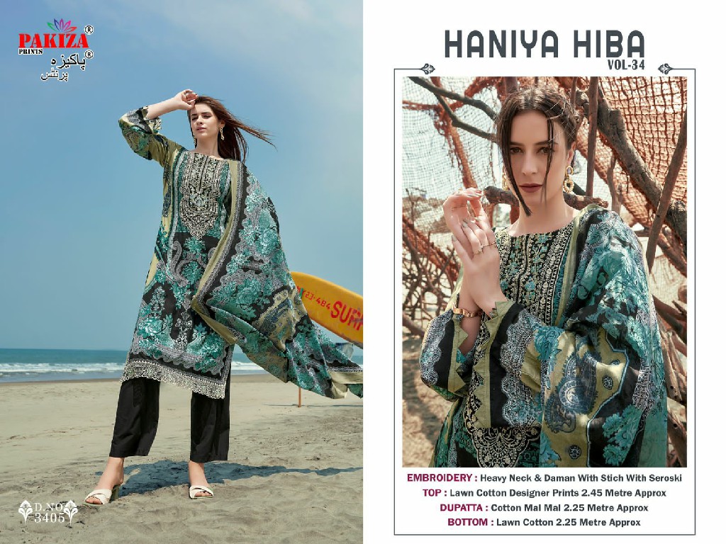 Pakiza Haniya Hiba Vol-34 Wholesale Neck Embroidery Dress Material