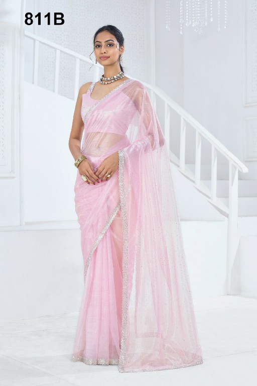 Mehak D.no 811 Wholesale Soft Organza With Swaroski Work Party Wear Sarees