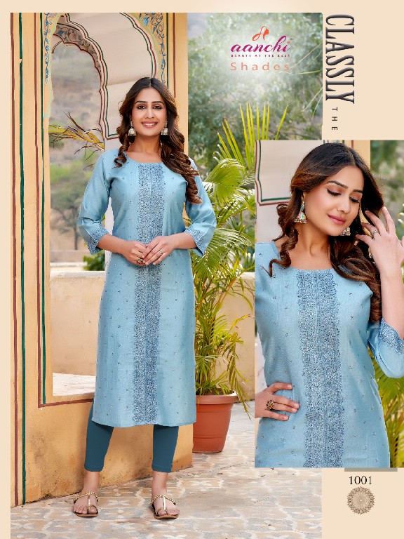 AANCHI SHADES FESTIVE WEAR READYMADE STRAIGHT KURTI COLLECTION
