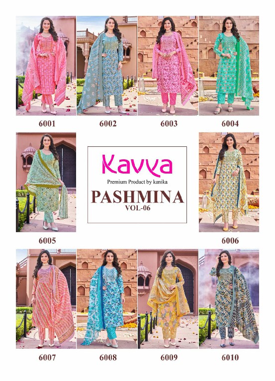 KAVYA PASHMINA VOL 6 BRAND NEW COLLECTION COTTON FULLSTITCH KURTI PANT DUPATTA