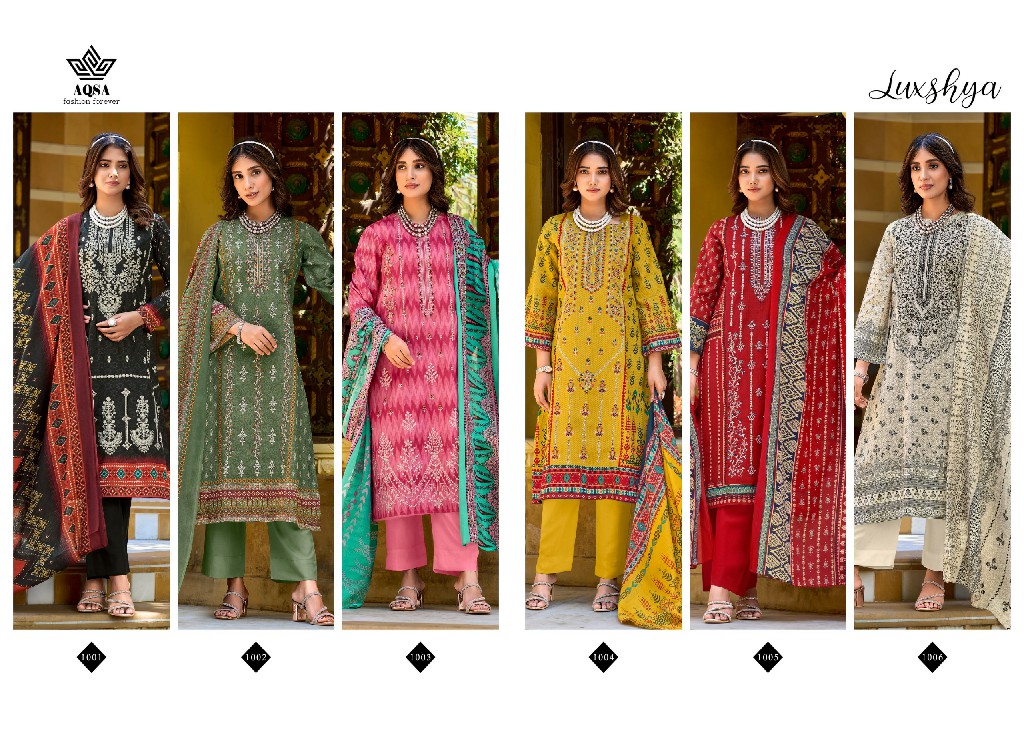 AQSA Luxshya Wholesale Cambric Cotton With Embroidery Dress Material