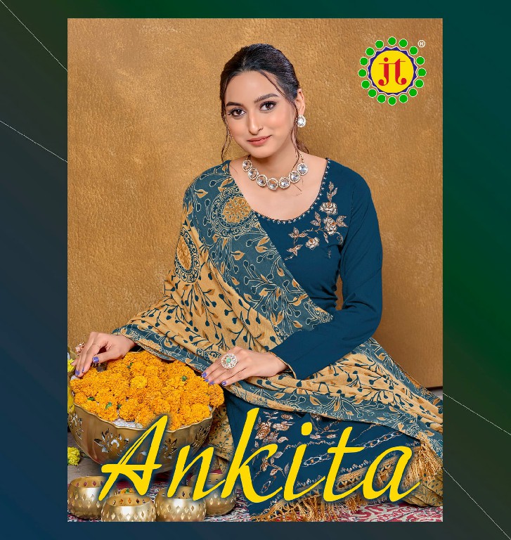 JT Ankita Wholesale Rayon Fabrics With Work Dress Material