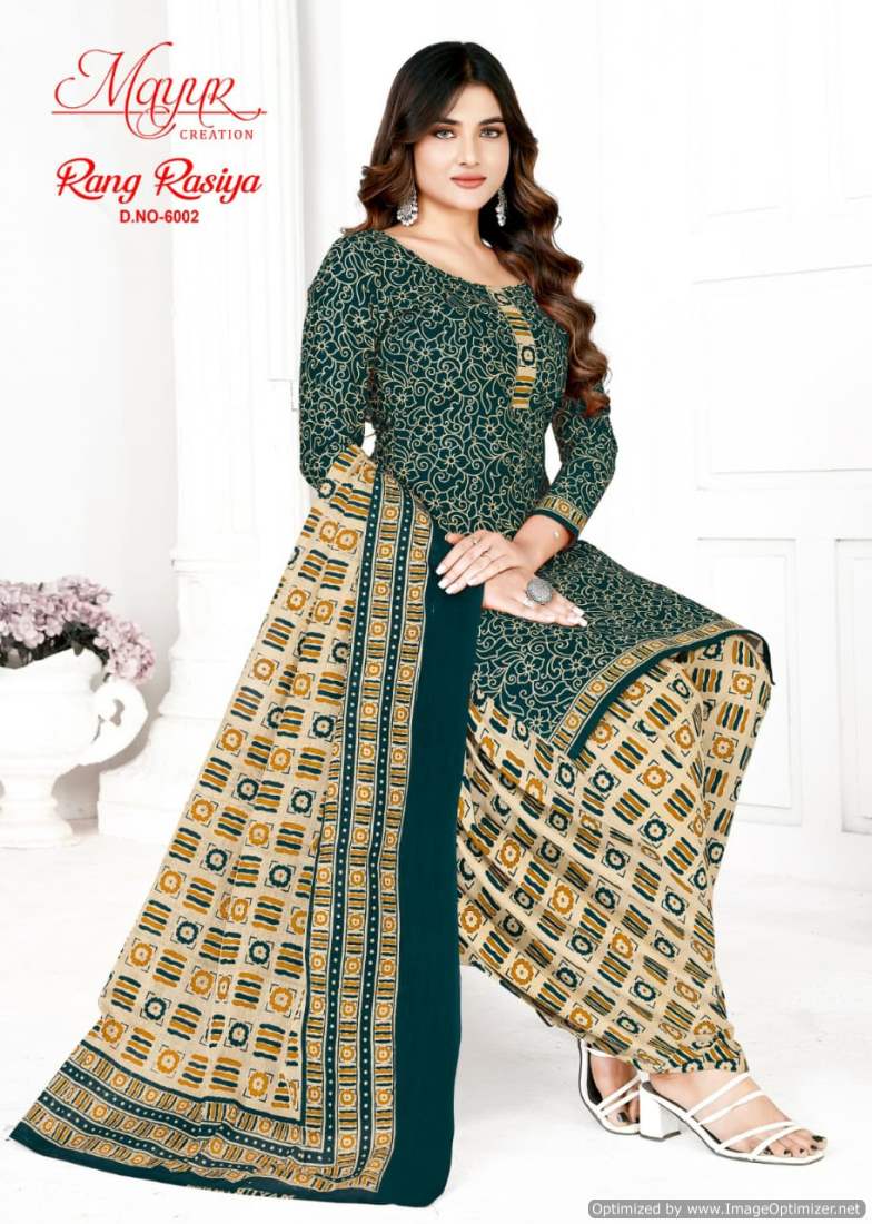 Mayur Rang Rasiya Vol-6 Wholesale Heavy Cotton Fabrics Dress Material