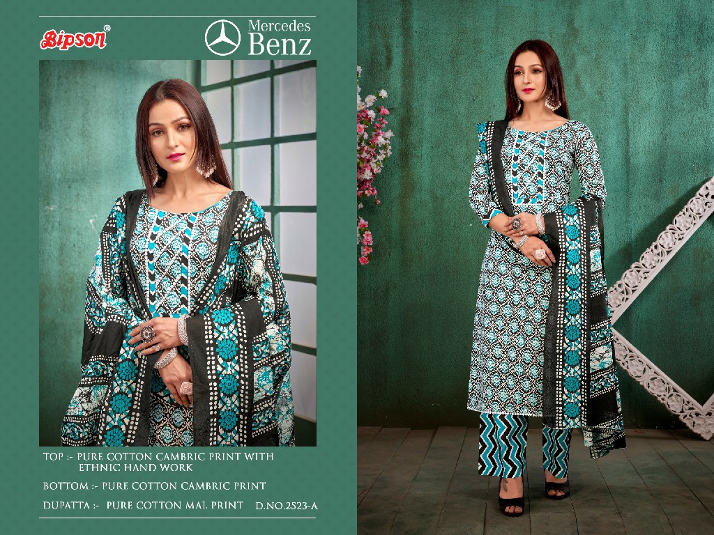Bipson Mercedes Benz 2523 Wholesale Pure Cotton With Hand Work Dress Material