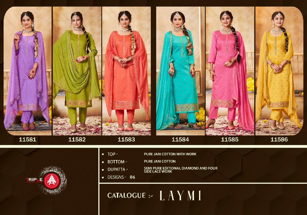 Triple AAA Laymi Wholesale Pure Jam Cotton With Work Dress Material