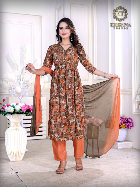 Krishna Trendz Palak Wholesale 14 Kg Reyon With Aaliya Work Kurtis With Pant And Dupatta