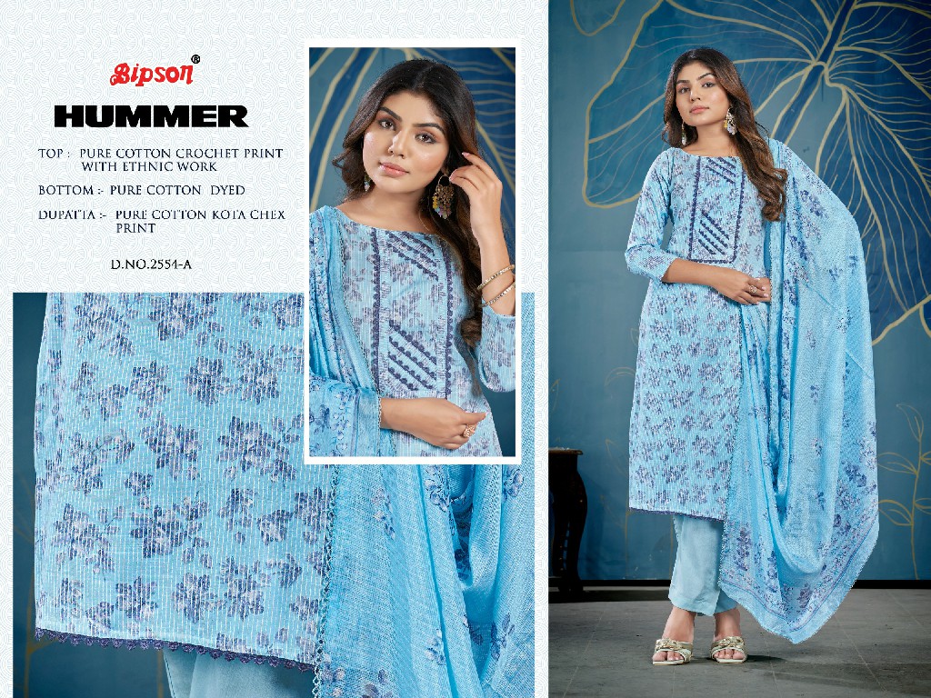 Bipson Hummer 2554 Wholesale Pure Cotton With Ethnic Work Dress Material