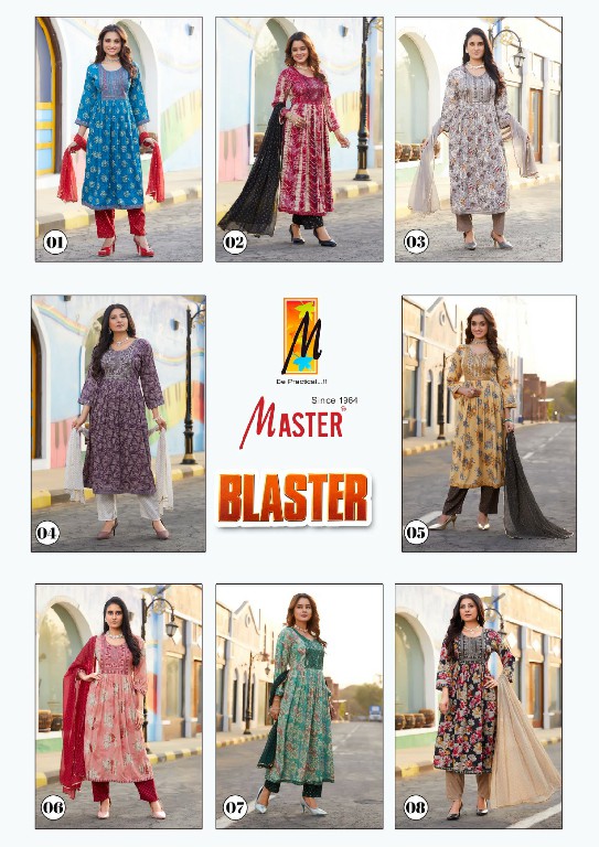 Master Blaster Wholesale Rayon Foil Ghera Kurtis With Pant And Dupatta