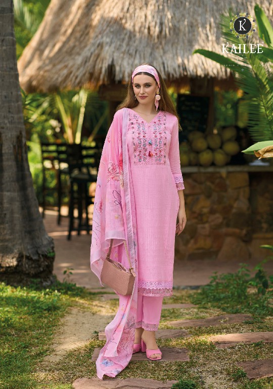 Kailee Summer Garden Wholesale Pure Cotton With Self Pattern Kurti With Pant And Dupatta