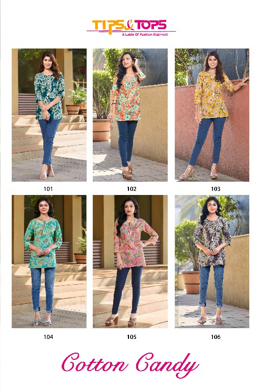 TIPS AND TOPS COTTON CANDY FANCY READYMADE SHORT KURTI