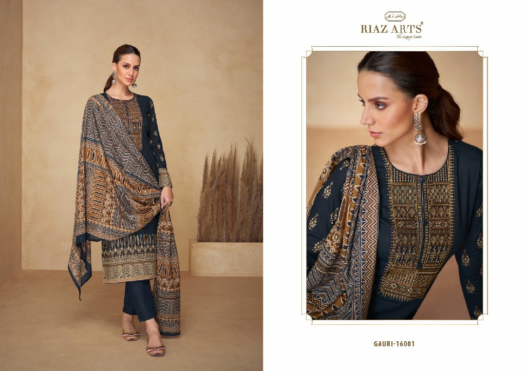 Riaz Arts Gauri Wholesale Pure Karachi Lawn With Embroidery Dress Material