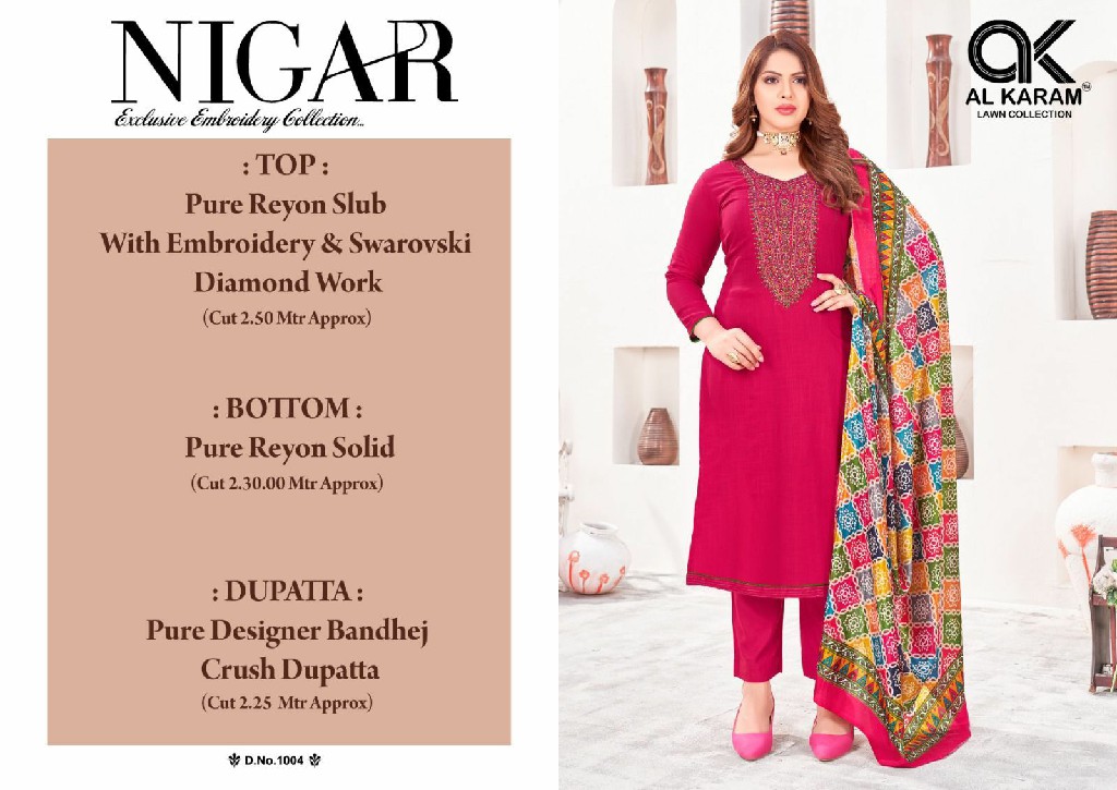 Al Karam Nigar Vol-1 Wholesale Embroidery Cotton Dress Material