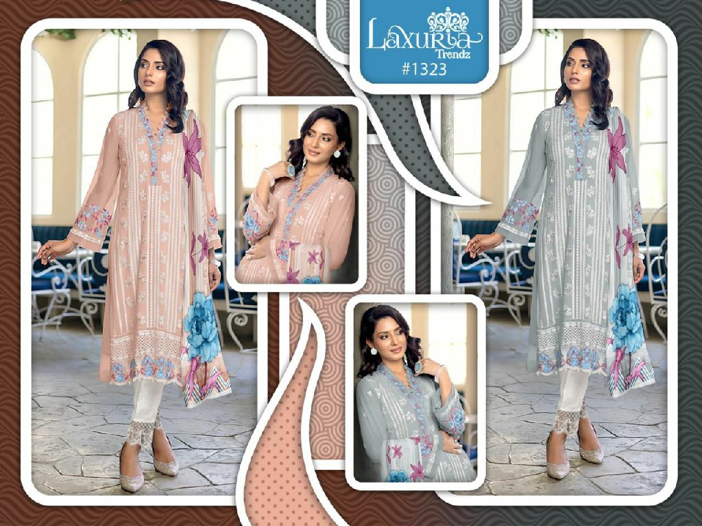 Laxuria D.no 1323 Wholesale Luxury Pret Collection in TUNIC And Cigarette Pants With Dupatta