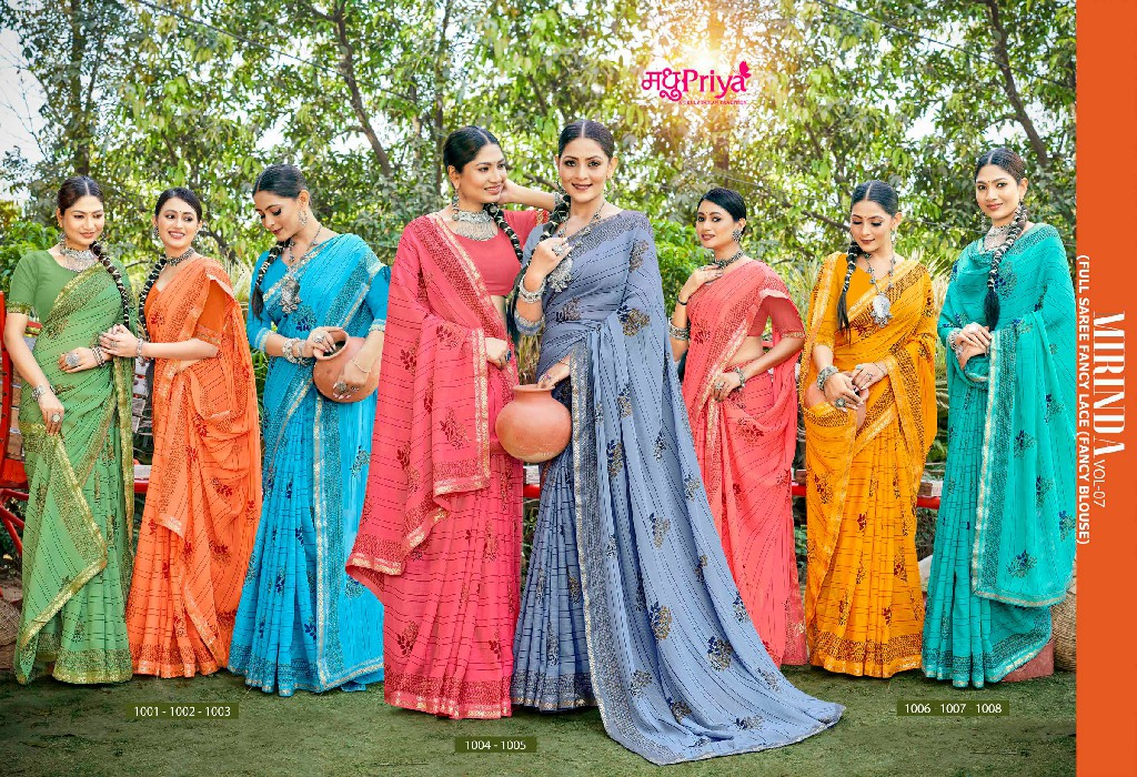Madhupriya Mirinda Vol-7 Wholesale Full Saree Fancy Blouse Sarees