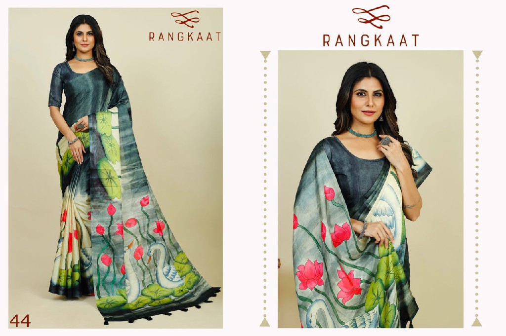 Rangkaat D.no 044Rk To 049 Wholesale Tusser Silk With Digital Print Sarees