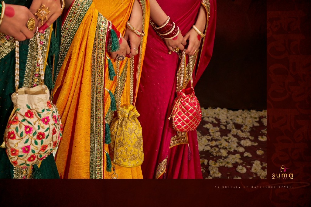 Suma Designer Aayushi Wholesale Heavy Vichitra Blooming Festive Sarees