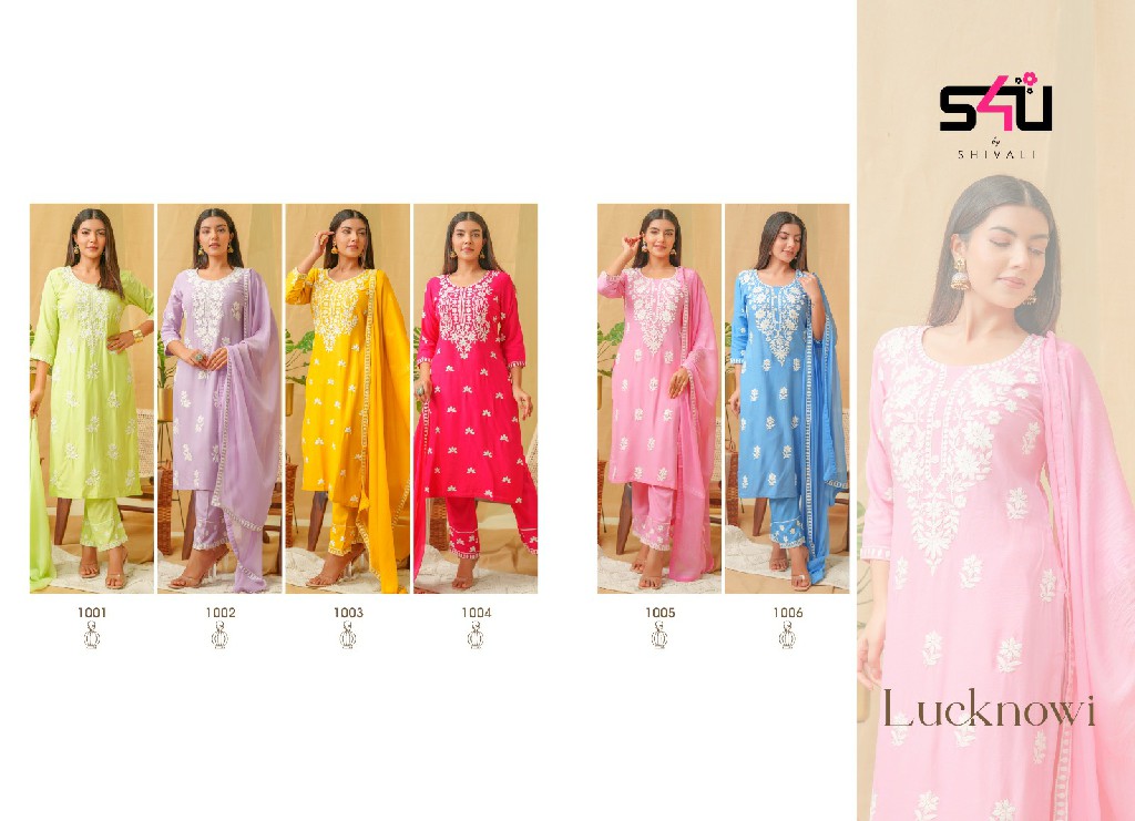 S4U Lucknowi Wholesale Readymade 3 Piece Salwar Suits