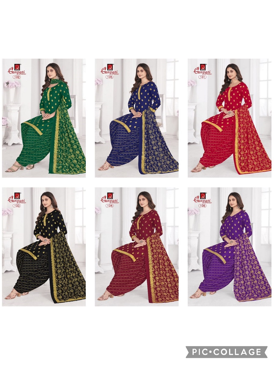 Ganpati Gold And Gold Vol-1 Wholesale Patiyala Cotton Suits
