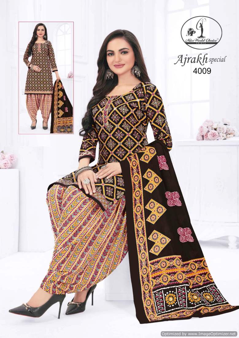 Miss World Choice Ajrakh Special Vol-4 Wholesale Pure Cotton Printed Dress Material