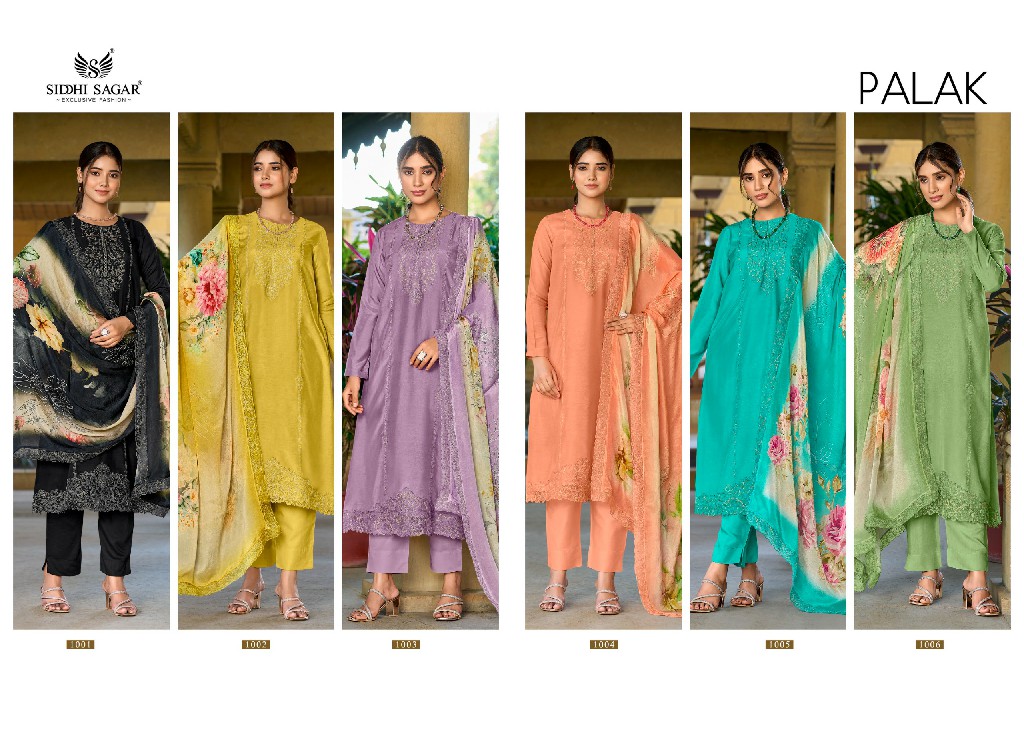 Siddhi Sagar Palak Wholesale Pure Bemberg Musline Silk With Embroidery Dress Material