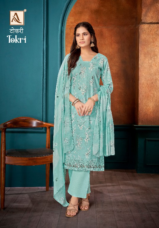 Alok Tokri Wholesale Pure Cambric Cotton With Embroidery Work Dress Material