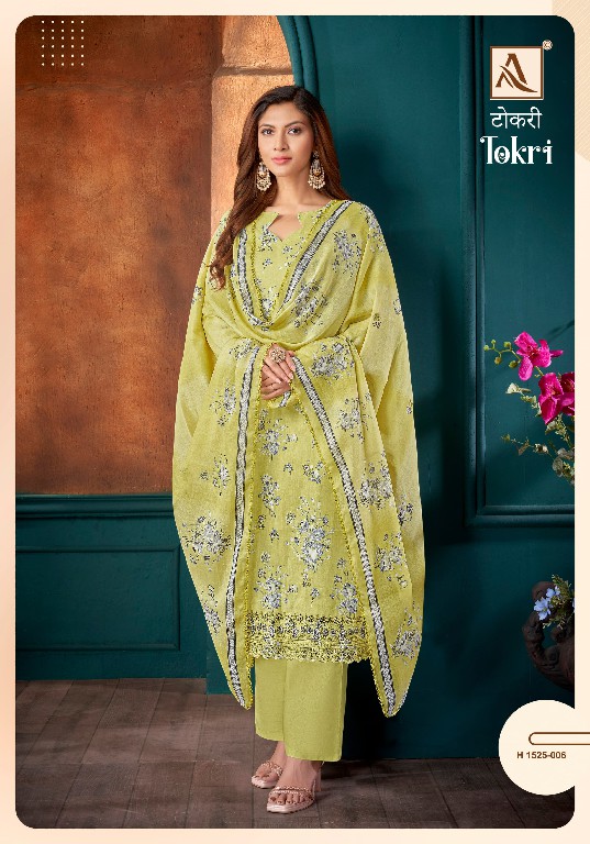 Alok Tokri Wholesale Pure Cambric Cotton With Embroidery Work Dress Material