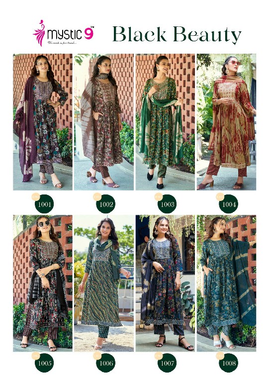 Mystic 9 Black Beauty Wholesale Nyra Stitched Kurtis With Pant And Dupatta