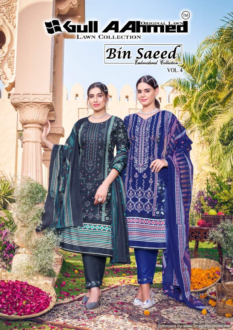 BIN SAEED VOL 4 BY GULL AAHMED AMAZING PAKISTANI LAWN SUIT COLLECTION