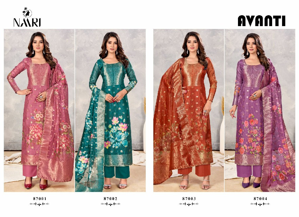 NAARI AVANTI ORGANZA CLASSY WEAR UNSTITCH SALWAR SUIT SUPPLIER