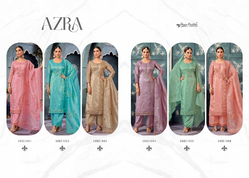 SHREE SHALIKA FASHION AZRA ORGANZA DESIGNER WEAR UNSTITCH SALWAR SUIT COLLECTION