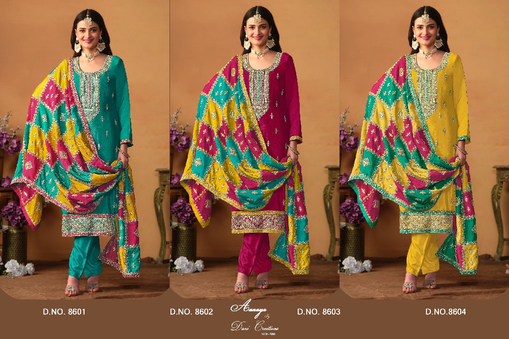 TWISHA AANAYA VOL 186 BY DANI CREATION CHINON SILK EXCLUSIVE PARTY WEAR SUITS