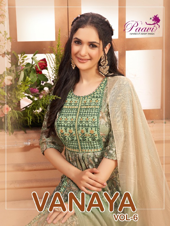 PAAVIS VANAYA VOL 6 NYRA CUT HEAVY SEQUENCE WORK PATI TOP BOTTOM AND DUPATTA SET