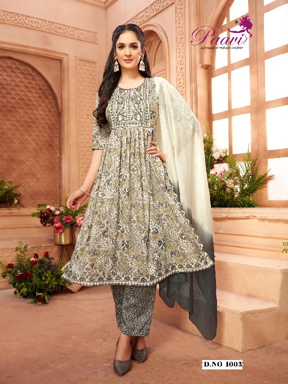 PAAVIS VANAYA VOL 6 NYRA CUT HEAVY SEQUENCE WORK PATI TOP BOTTOM AND DUPATTA SET