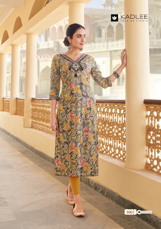 KADLEE ANGEL RAYON PRINT LONG KURTI FOR WOMEN