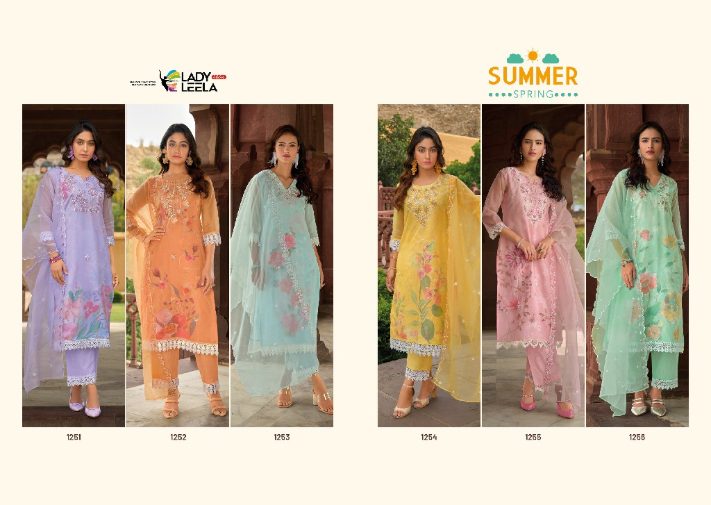 SUMMER SPRING BY LADY LEELA ORGANZA EMBROIDERY CLASSY LOOK READYMADE SUITS