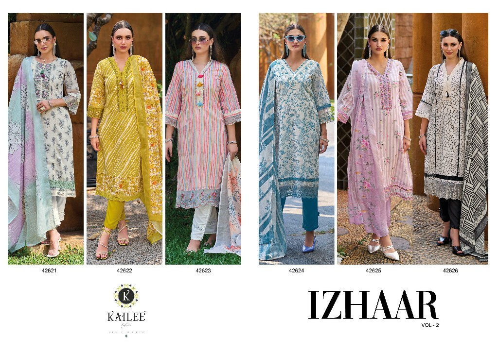 KAILEE FASHION IZHAAR VOL 2 PARTY WEAR LINEN WITH THREAD WORK READYMADE SALWAR KAMEEZ